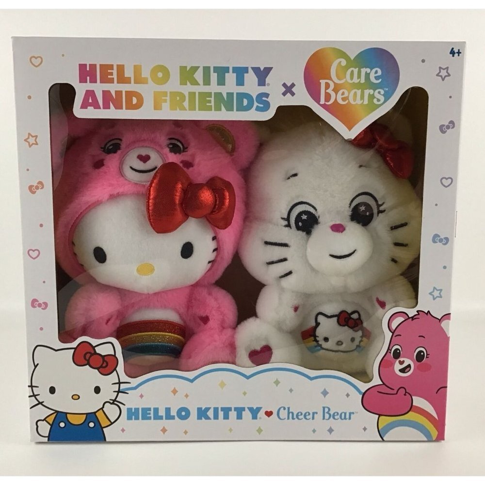 Hello Kitty and Friends x Care Bears Cheer Bear Sealed Box 10" Plush Set Lot